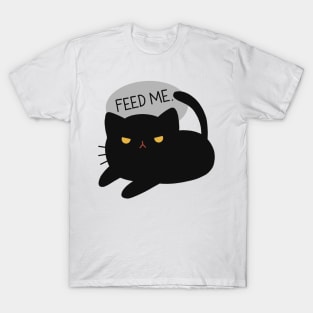 Cute Cat Design Feed Me | Kawaii Black Cat Illustration | Cat Lover Gift | By Atelier Serakara T-Shirt